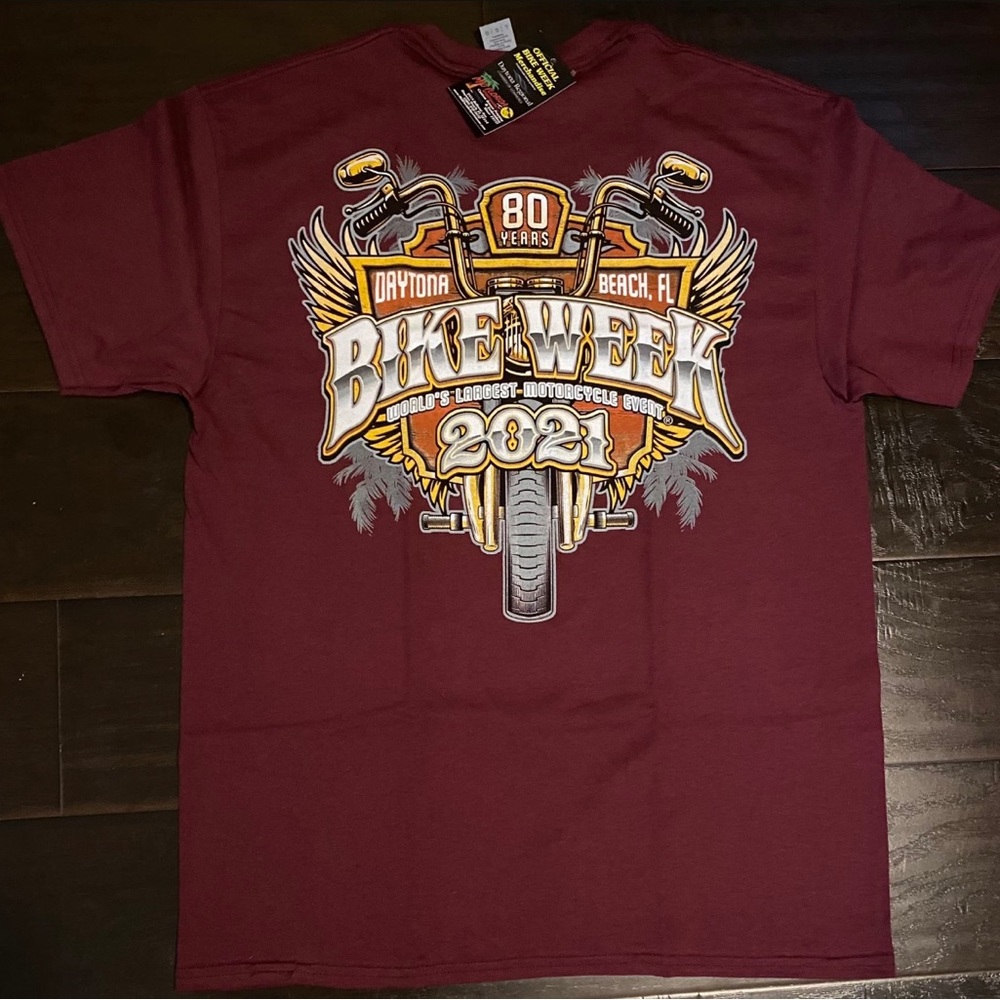 80TH ANNIVERSARY BIKE WEEK 2021 DAYTONA BEACH FL Large/L (42-44) Burgundy Color